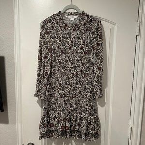 Veronica Beard Jeans Farha Floral Smocked Mini Bodycon Dress